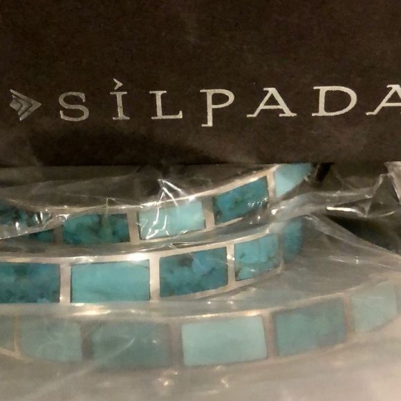 SILPADA Sterling Silver and Turquoise HIGH SEAS B2828 Bangle Bracelet NIB - Picture 3 of 9